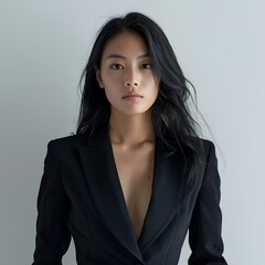 Studio shot of Asian woman in suit