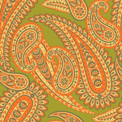 Orante damask background. Paisley seamless pattern - 740867086
