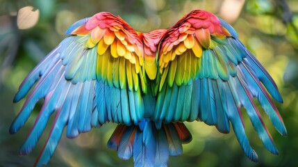 Obraz premium Parrot Wings that resemble a vibrant tapestry of colors