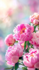 Vibrant Pink Peony Bouquet with Dreamy Blurred Background