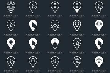 set pin map location abstract logo 