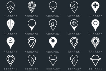 set pin map location abstract logo 