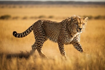 Cheetah in serengeti national park city, Illustration for world wildlife day 2024 - obrazy, fototapety, plakaty