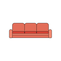 Sofa. Vector icon colored, isolated on white background.