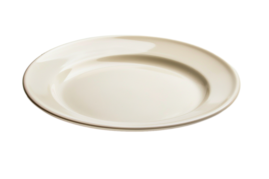 modern white plate, top view, isolated on transparent background
