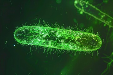 florescent bacteria under microscope