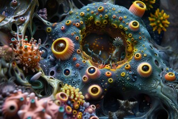 alien sea creature with many eyes