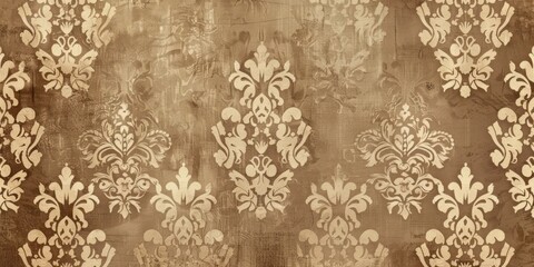 Tan wallpaper with damask pattern background