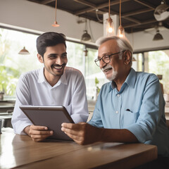 two businesspeople working in office