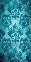 Turquoise blue wallpaper with damask pattern background