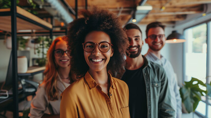Portrait of diversity successful group of business people in modern office smile and confident