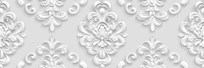 Fototapeten White wallpaper with damask pattern background © Lenhard