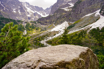 Morskie Oko mountain lake panorama 