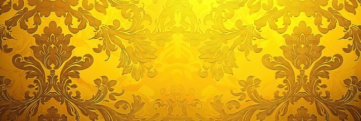 Yellow wallpaper with damask pattern background - obrazy, fototapety, plakaty