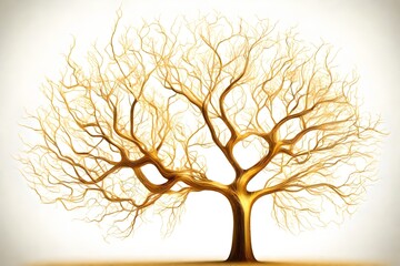 golden electronic circuits in  leafless tree form , AI generative illustration on clear white background - obrazy, fototapety, plakaty
