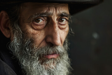 Obraz premium Generative AI, Portrait of religious orthodox jewish man, photo close up