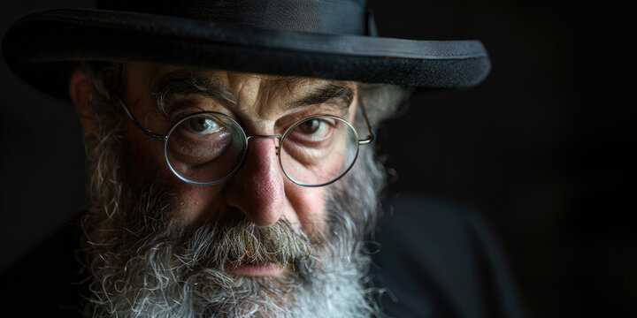 Generative AI, Portrait of religious orthodox jewish man, photo close up