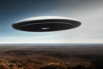 Foto op Plexiglas 空に円盤型のUFO出現！宇宙人の襲来 © sky studio