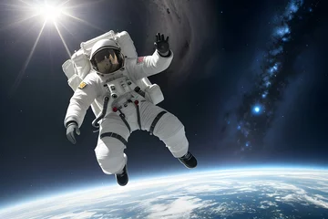 Foto op Plexiglas 宇宙空間にいる宇宙飛行士と地球 © sky studio