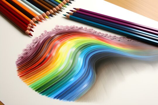 A Rainbow Drawn with Colored Pencils. Concept Art, Drawing, Rainbows, Colored Pencils