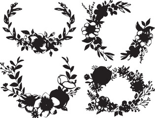 Set of frames of plants and flowers. Hand drawn vector illustration	