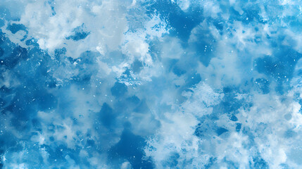 An artistic blue watercolor texture resembling cloud formations or ocean waves.
