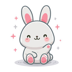adorable happy bunny cartoon vector 