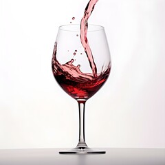 Elegant red wine pouring into a glass with vibrant splash