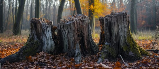 A serene group of trees standing tall in a lush green forest landscape