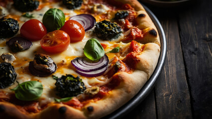 pizza with salami and olives