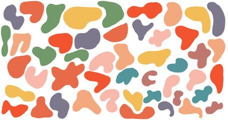 Organic abstract liquid blob shape colorful isolated. Contemporary banner and graphic vector element. Set of irregular blot form.