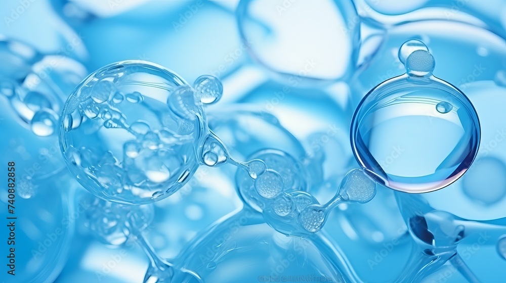 Aufkleber cell, molecule concept. soap bubbles group macro representing abstract cell structure microscope vie
