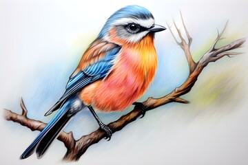 a simple drawing drawn with colored pencils Bird. Concept Bird, Colored Pencils, Art, Drawing, Simple