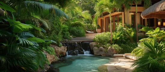 Serenity Pool with Cascading Waterfall and Lush Surroundings for Relaxation and Tranquility