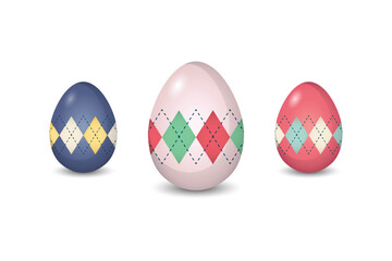 Argyle Easter Eggs Set in Vector Format