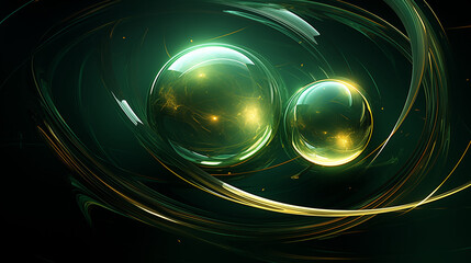 Green Sphere with flashing lights, technological, future
