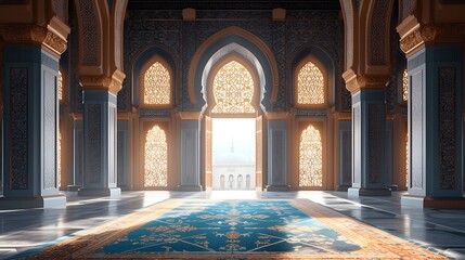 Obraz premium Beautiful view of the mosque at sunset. generative ai