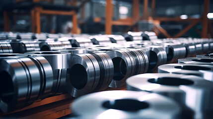 Fototapeta premium Stainless steel coils at factory site