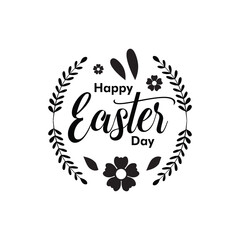 Vector illustration. Hand drawn elegant modern brush lettering of Happy Easter isolated on white background. Happy Easter black linear lettering with swooshes. Hand drawn elegant modern vector 