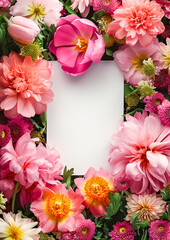 Vibrant Floral Frame with Blank Space