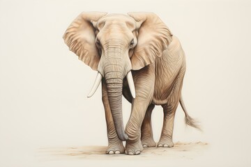 Obraz premium A Colorful Drawing of an Elephant Created with Colored Pencils. Concept Animal Art, Colored Pencils, Elephant Drawing, Realistic Illustration, Vibrant Colors