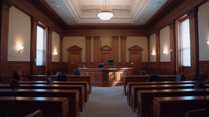 Beautiful blurred background of an empty courtroom. generate AI