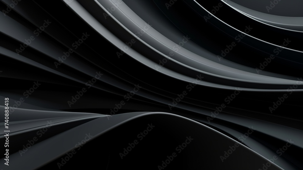 Poster macro image of black stripes intertwined, three-dimensional effect, abstract background