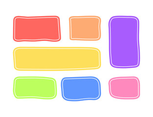 Hand drawn minimalist quote frames colorful templates set