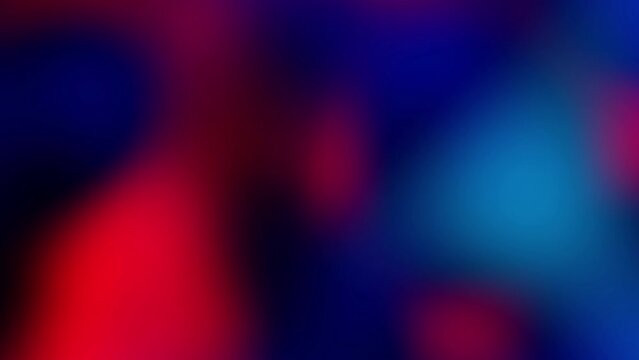 Looped abstract clowing background with multicolored blurred gradients moving on dark