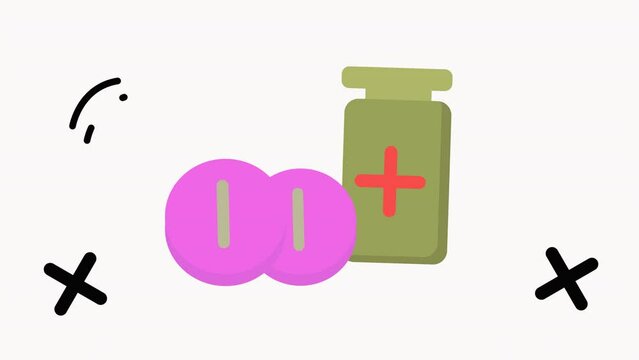 Animated icon Medicine tablets and bottles