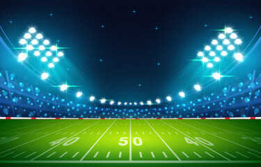 Football Field Stadium Background at Night