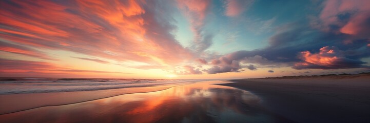 Fototapeta na wymiar Tropical beach sunset orange sky