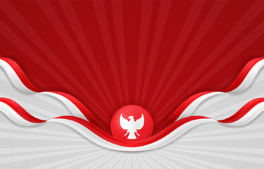 Indonesia Independence Day Background with Realistic Flag
