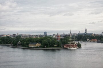 Obraz premium Aerial view of downtown Stockholm, Sweden. Panoramic view of Stockholm old town, Sweden
